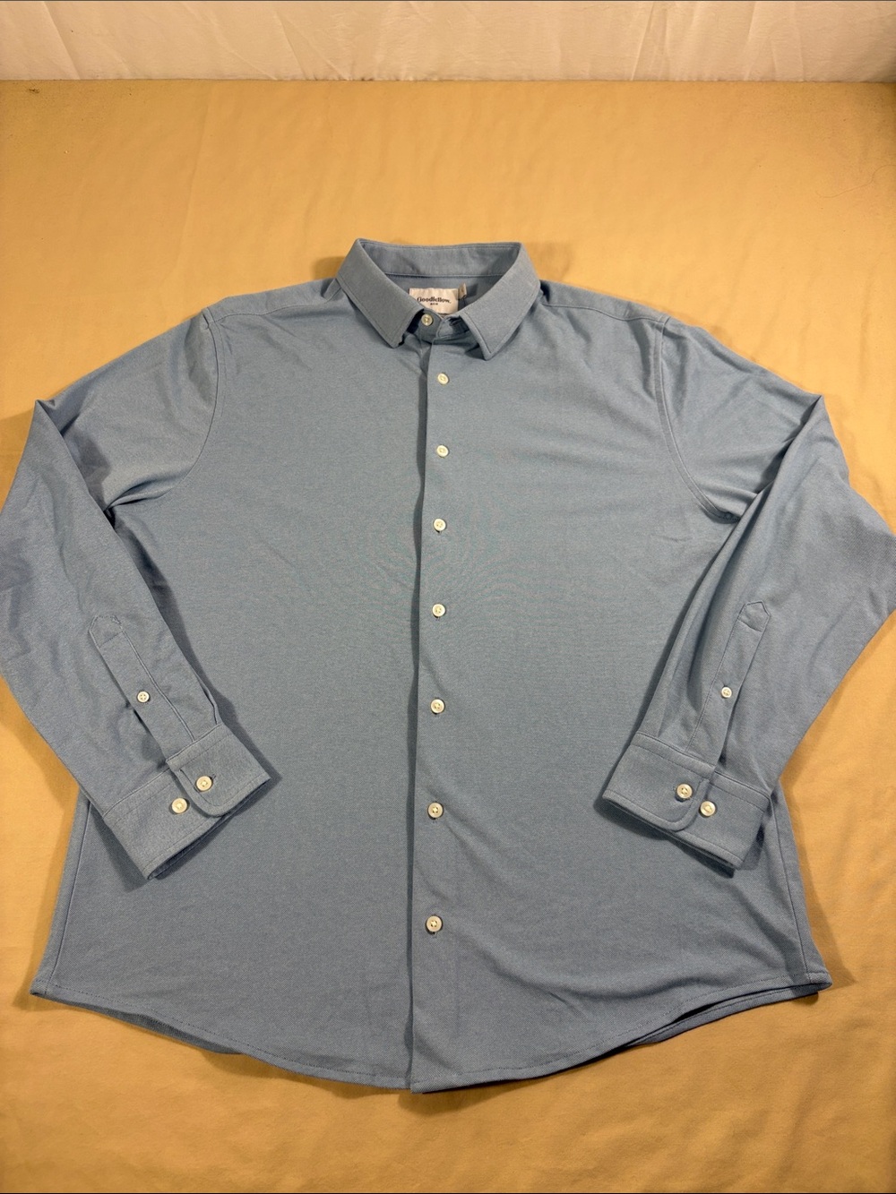 Goodfellow & Co Mens L River Blue Pique Long Sleeve Button Down Dress Shirt NWT